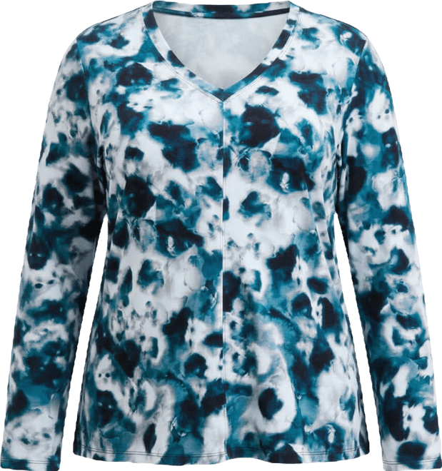 Plus Size V-Neck Long-Sleeve Layering Top, Macy's Exclusive