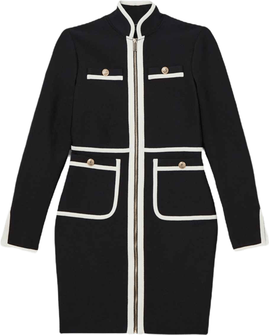 Women's Bandage Knit Military Detail Dress