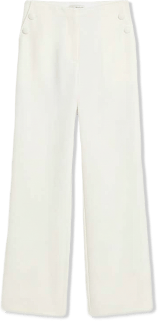 Women's Wide Leg Trouser with Self-Covered Buttons – Pants
