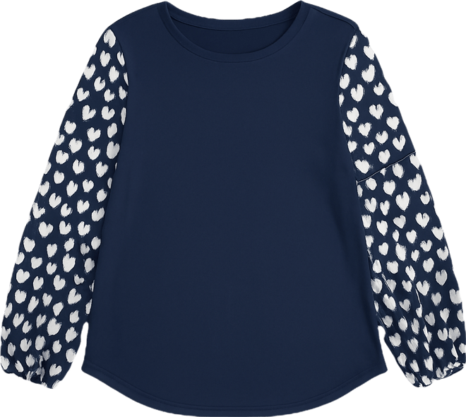 Women's Mix Media Heart Sleeve Top