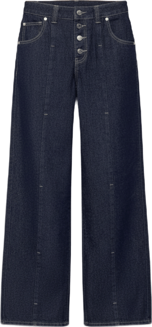 Women's Polley Button Up Low Rise Baggy Jeans