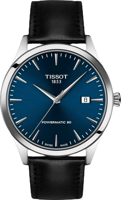 Men's Black Leather Bracelet Watch, 40mm