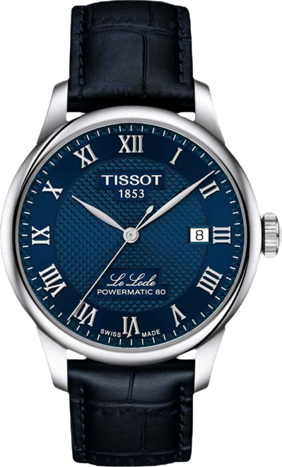 Men's Blue Leather Bracelet Watch, 39.30mm