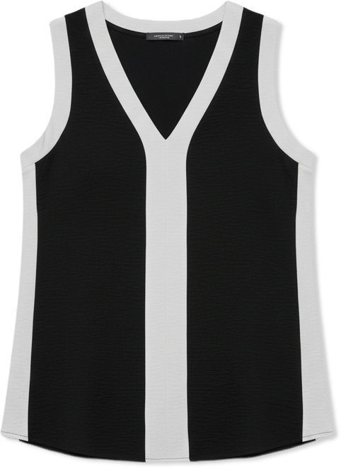 Women's Contrast Sleeveless V-Neck Top