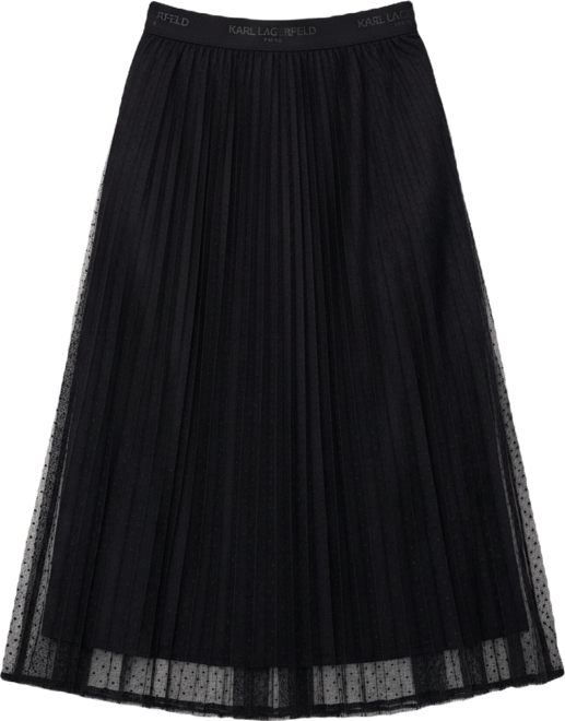 Women's Long Mesh Pleated Midi Skirt