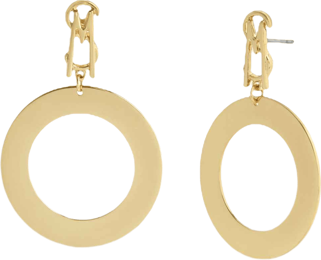 Gold Signature Logo Circle Drop Earrings