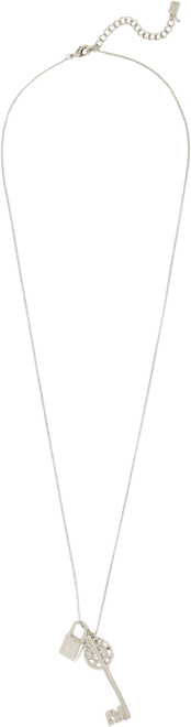 Silver Vintage Lock Key Pendant Necklace