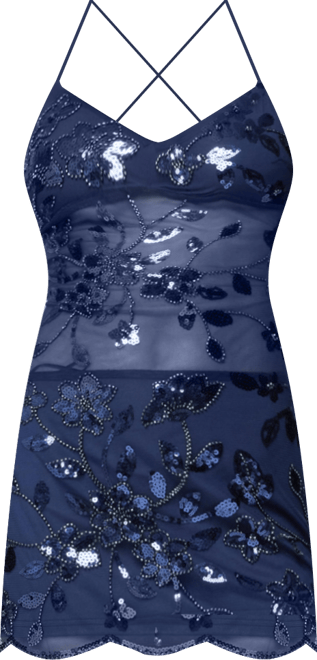 Women's Beaded & Sequin Backless Mini Dress