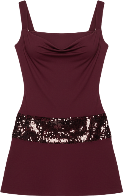 Women's Sequin Backless Cowl Neck Mini Dress