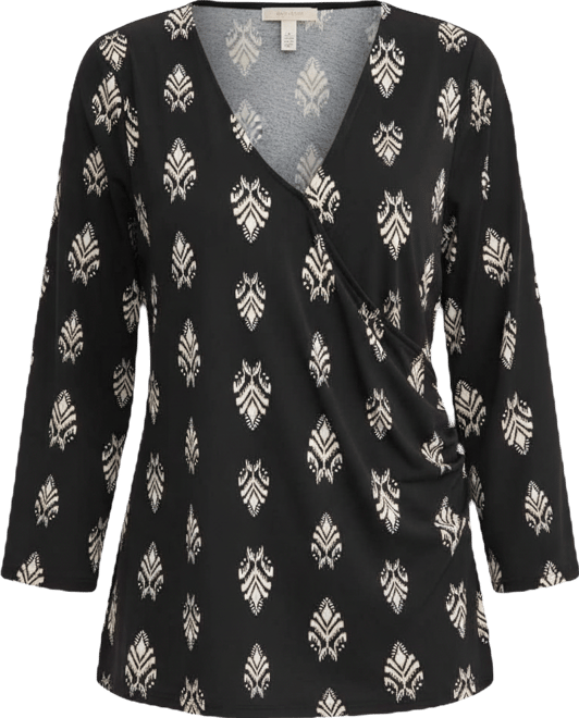 Women's Printed 3/4-Sleeve Surplice Top, Macy's Exclusive