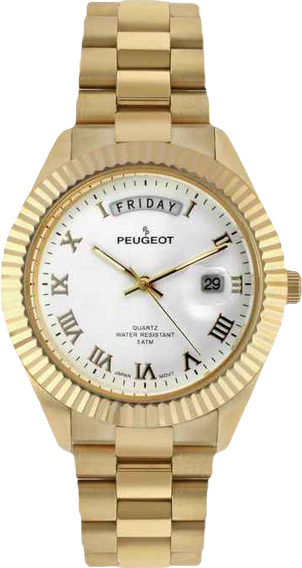 Men's 40mm White Face Fluted Bezel Gold Bracelet Watch