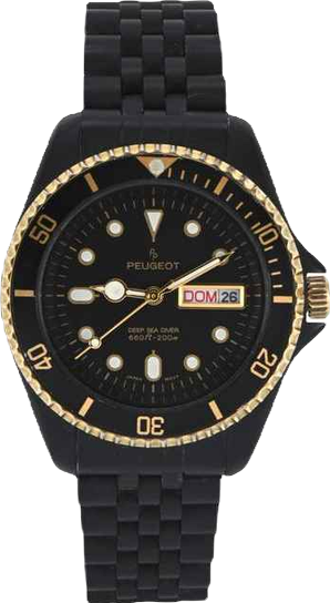 Men's Round 40mm Day-Date Rotating Bezel Watch with Matte Black Bracelet