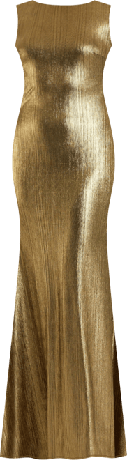 Women's Metallic Jersey Cowl Back Column Gown