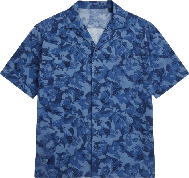Men's Short-Sleeve Leaf Print Button-Front Camp Shirt, Macy's Exclusive