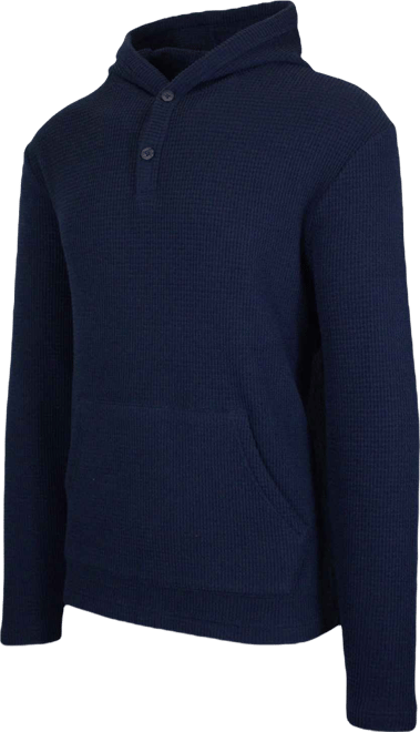 Men's Regular-Fit Waffle Knit Thermal Henley Hoodie