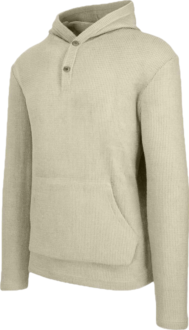 Men's Regular-Fit Waffle Knit Thermal Henley Hoodie