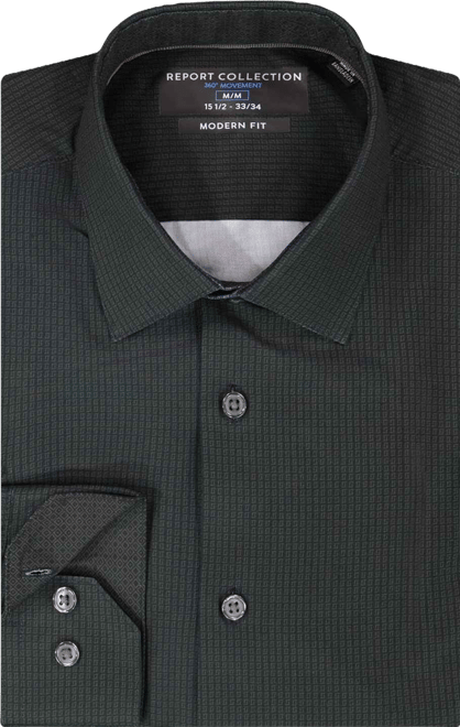 Men's 4-Way Check-Print Woven Dress Shirt