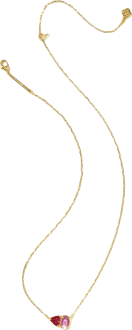 Gold Plated Glass-Stone Pendant Necklace