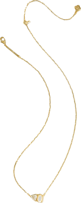 Gold Plated Glass-Stone Pendant Necklace