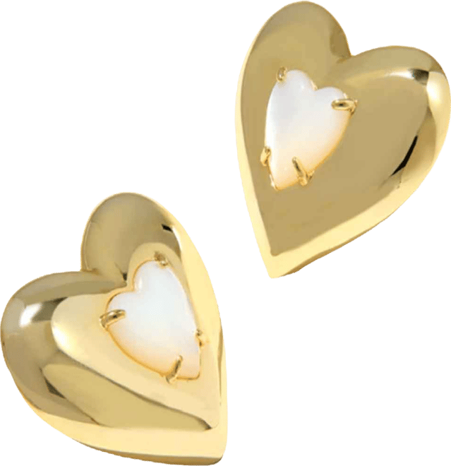 14k Gold Plated Heart Stud Earrings