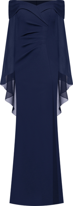 Petite Off-The-Shoulder Cape Dress