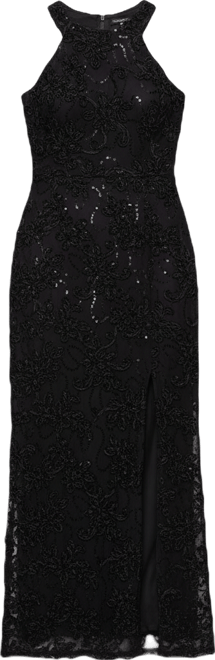 Petite Sequin Detail Halter Neck Long Dress