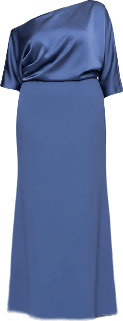 Plus Size Asymmetrical Neck Long Dress