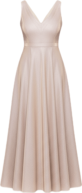 Plus Size V-Neck Glitter Ball Gown