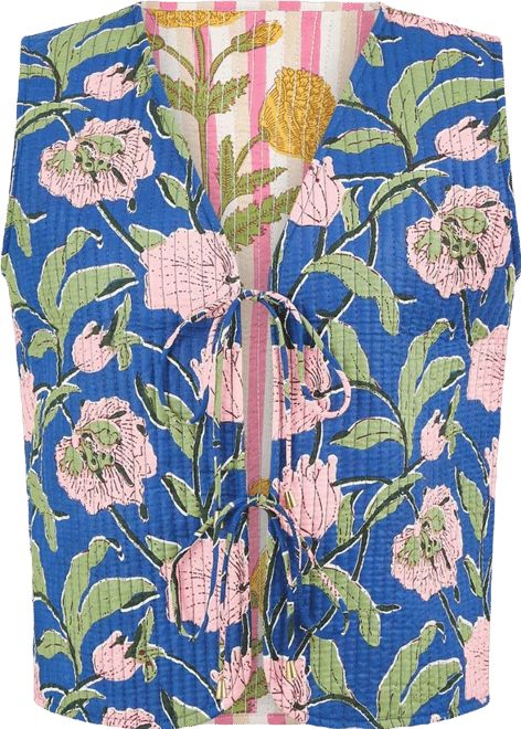 Women's Floral Reversible Quilted Vest Jacket