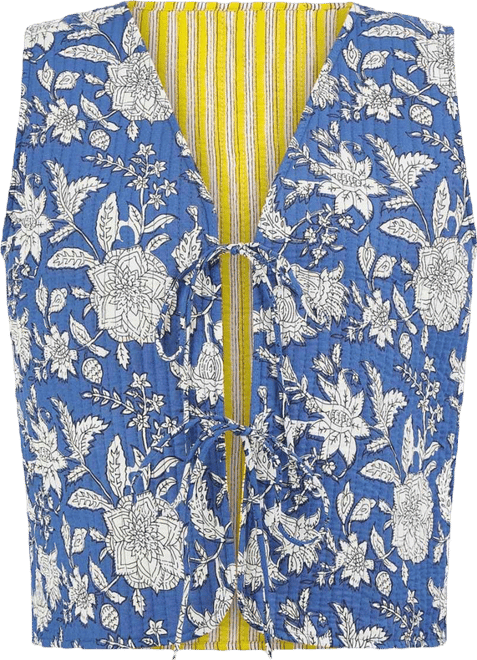 Women's Floral Reversible Quilted Vest Jacket