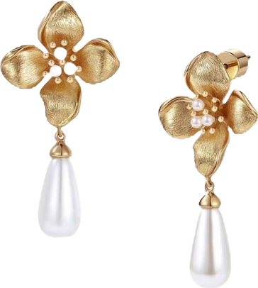 Iris Blossom Pearl Earrings