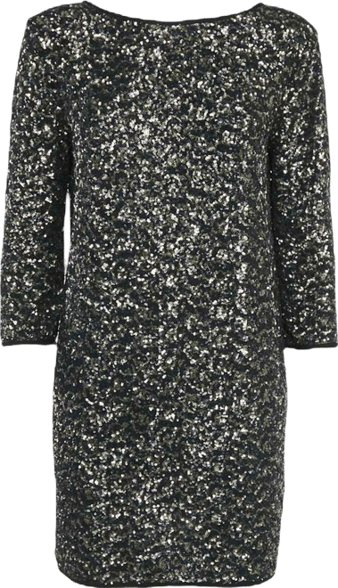 Women's Deluxe Black/gold Sequin Rousse Mini Dress