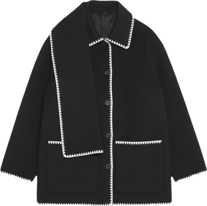 Women's Coat With Detachable Scarf Shirt Jacket