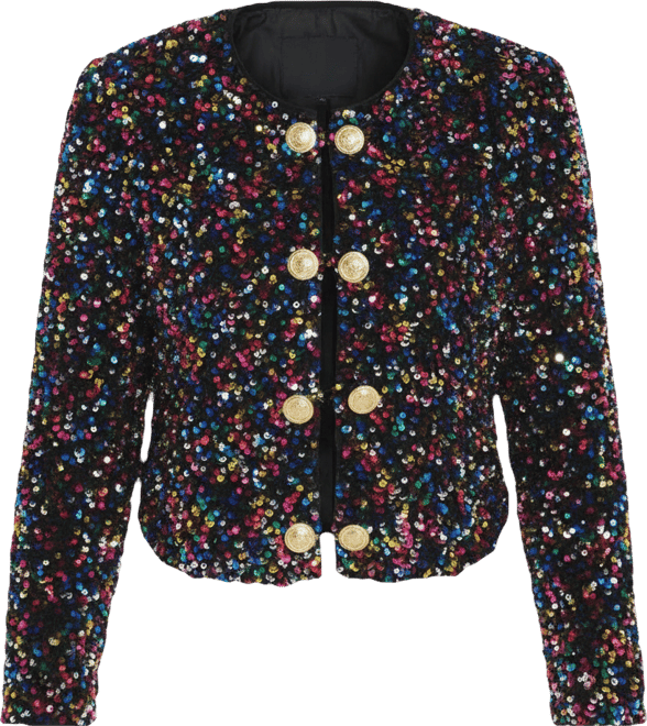 Women's Sequin Cropped Jacket Biker