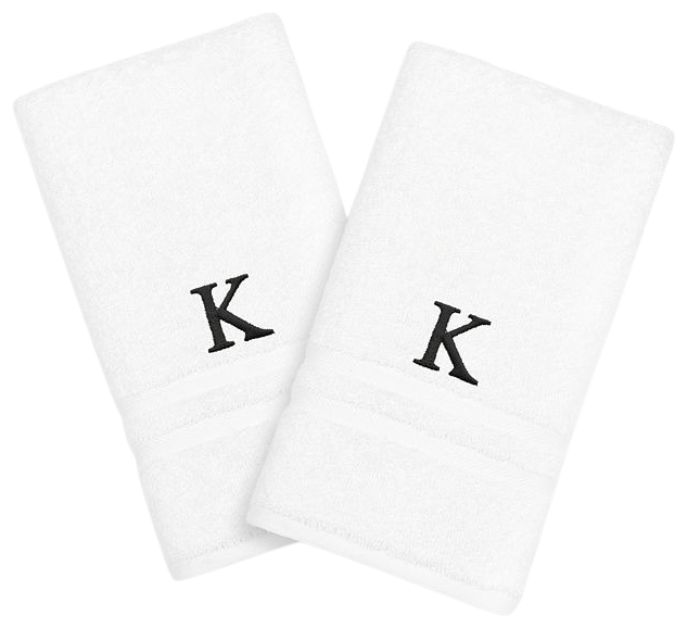 Set Of 2 Monogrammed Bath Towels Cream/k - Linum Home Textiles