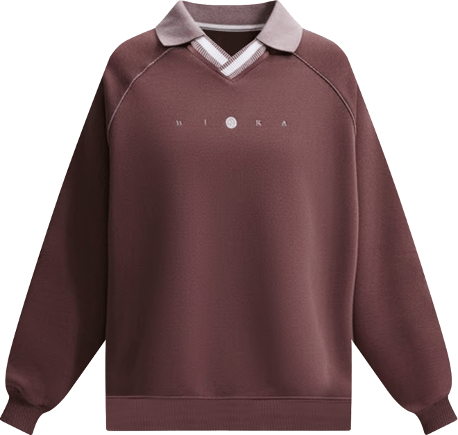 Nike Sportswear Phoenix Fleece Γυναικεία μπλούζα πόλο σε φαρδιά γραμμή με σχέδιο