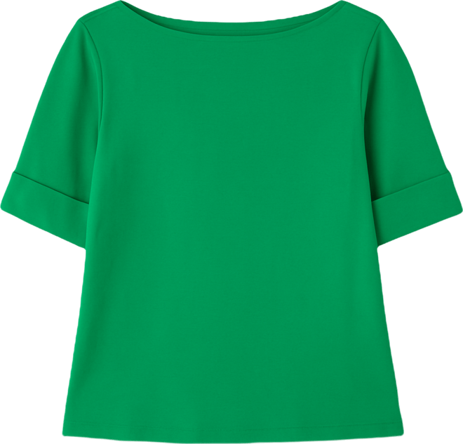 Plus Size Cotton-Blend Boatneck Top