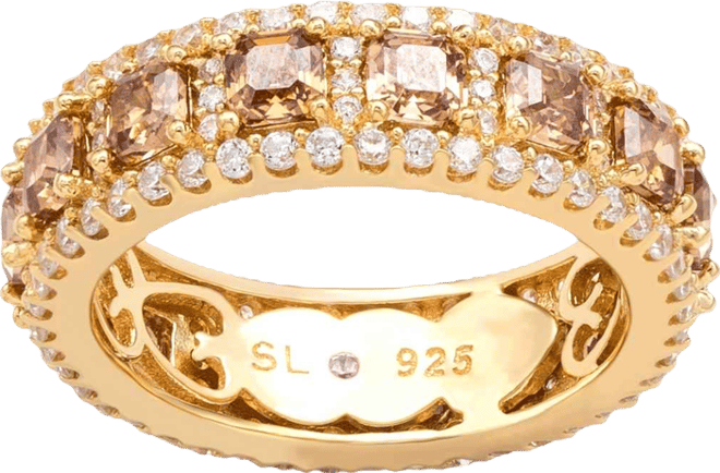 Suzy Levian Sterling Silver Cubic Zirconia Modern Eternity Band Ring