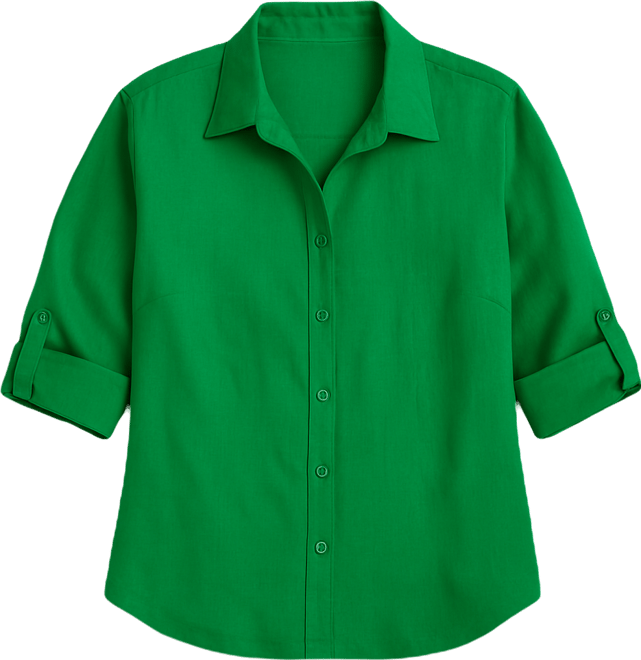 Plus Size 100% Linen Roll-Tab Shirt