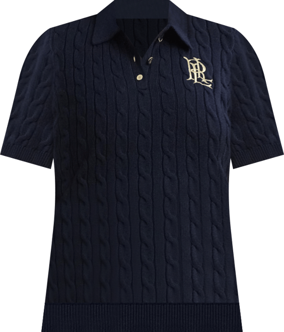 Plus Size Cable-Knit Polo Shirt