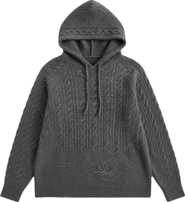 Trendy Plus Size Cable-Knit Cozy Sweater Hoodie, Macy's Exclusive