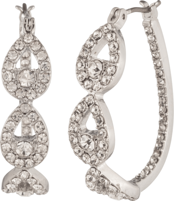 Gold-Tone Crystal Pave Pear Hoop Earrings