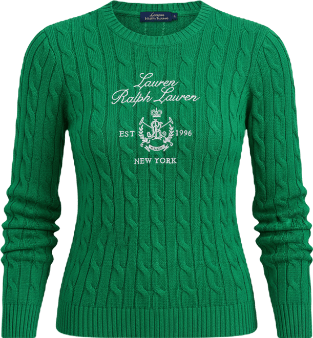 Plus Size Embroidered-Crest Long-Sleeve Sweater