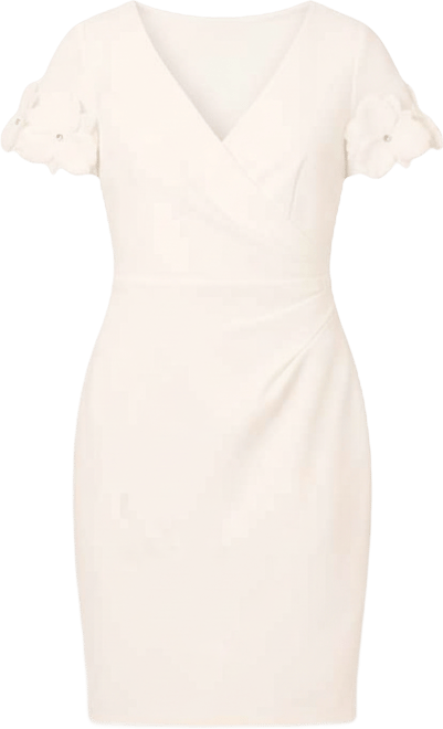 Petite Surplice Neck Knit Short Dress