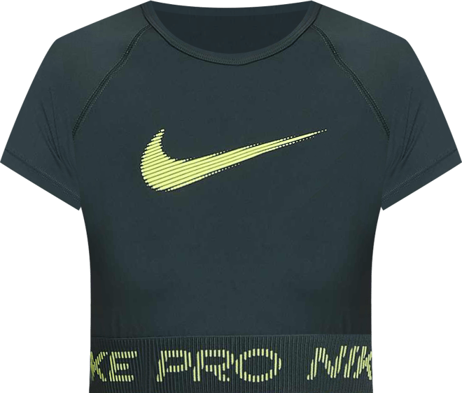 Nike Pro 女款 Dri-FIT 短袖短版圖樣上衣