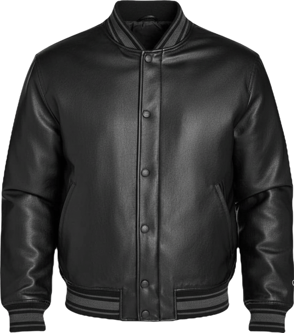 Men's Faux Leather Varsity Jacket