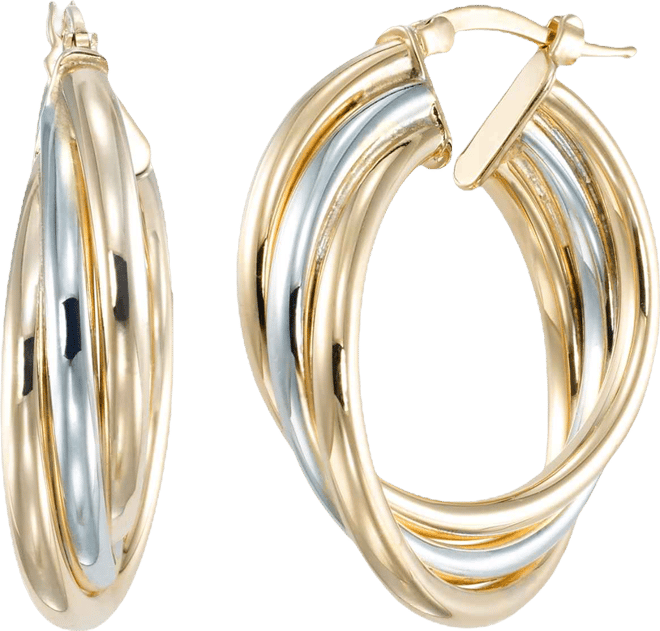 Two-Tone Interlocking Hoop Earrings