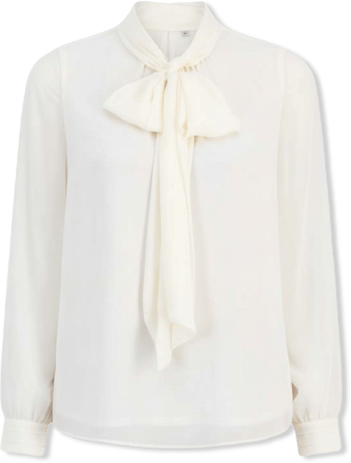 Women's Long-Sleeve Tie-Neck Blouse