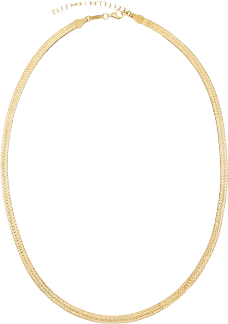 Diamond Cut Herringbone Extender Necklace in 18k Yellow Gold Over Sterling Silver