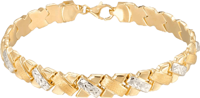 Diamond Cut Bracelet in 18k Two-Tone Gold Over Sterling Silver